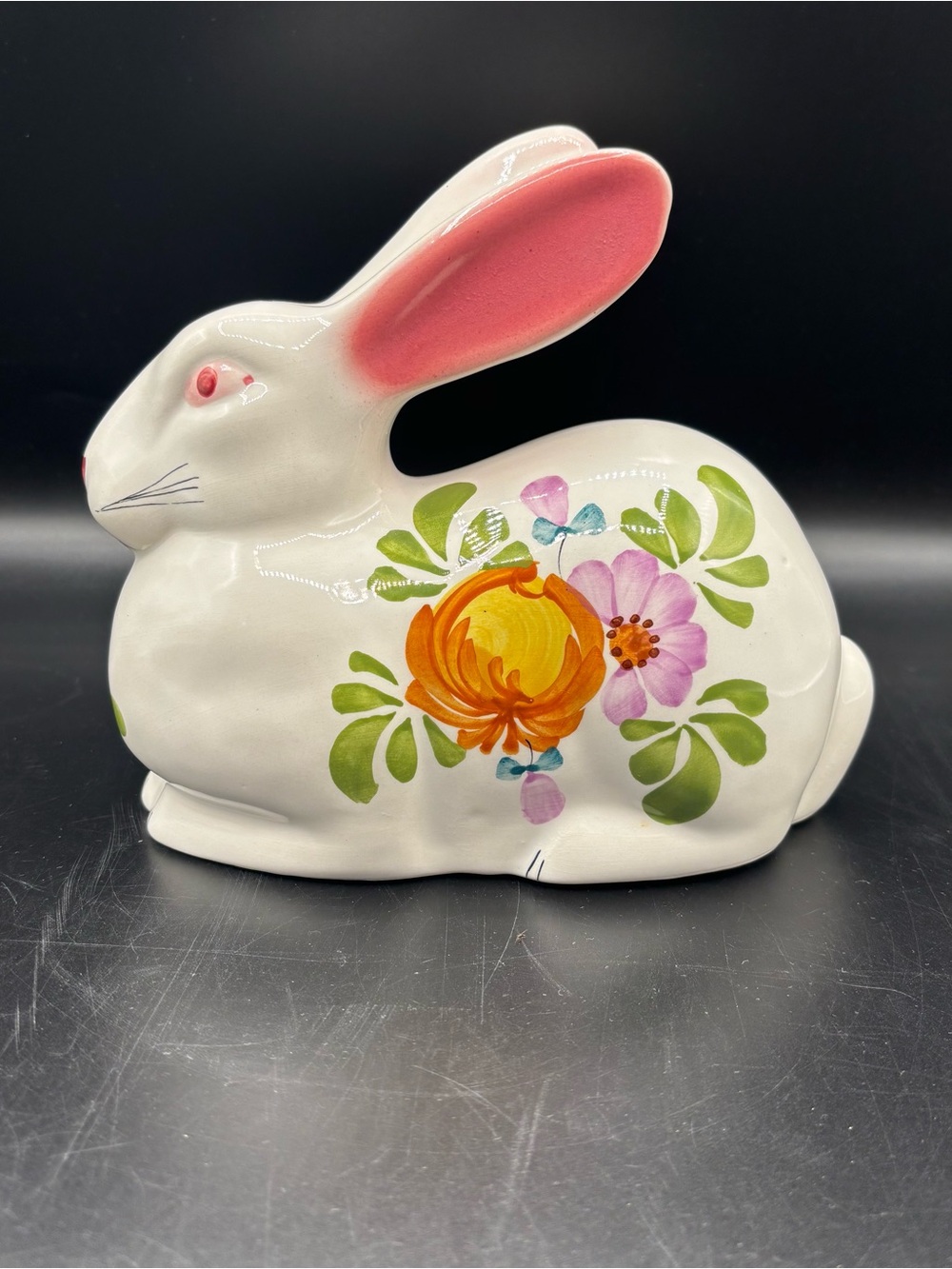Vintage Sigma Portugal Coin Bank Bunny Rabbit Handpainted Glazed Ceramic